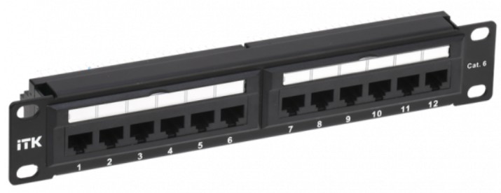 Патч-панель 10", 12xRJ45, UTP, Кат. 6 ITK PP12-1UC06U-D05-10