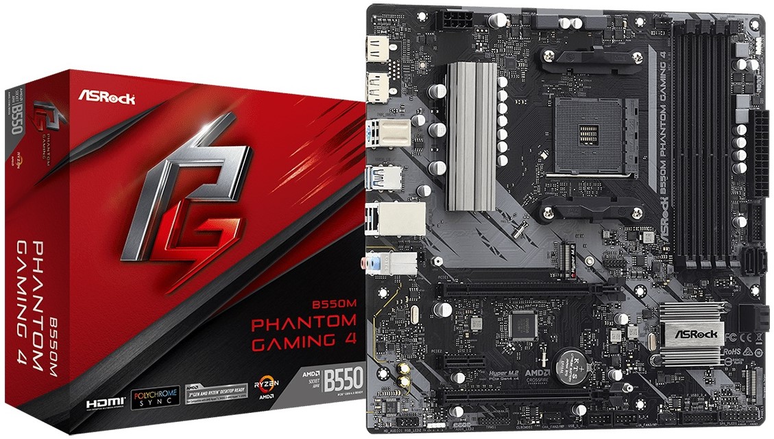 Материнская плата ASRock B550M PHANTOM GAMING 4, AM4, AMD B550, mATX