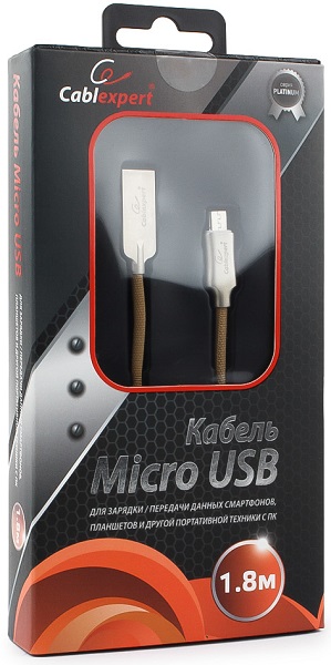 Кабель интерфейсный USB 2.0 Cablexpert CC-P-mUSB02Gd-1.8M