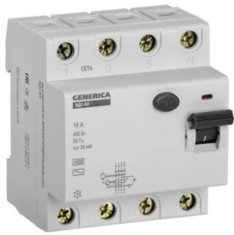 УЗО GENERICA MDV15-4-016-030