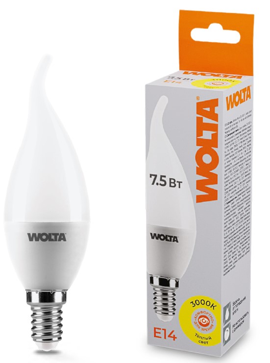 Лампа светодиодная WOLTA 25YCD7.5E14