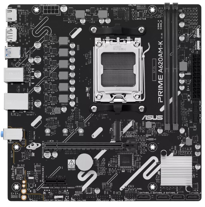 Материнская плата ASUS PRIME A620AM-K, AM5, AMD A620A, mATX