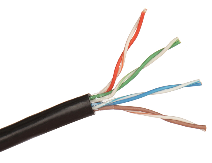 Кабель витая пара U/UTP 5e кат. 4 пары Exegate UTP4-C5e-CU-S24-OUT-PE-BK-305