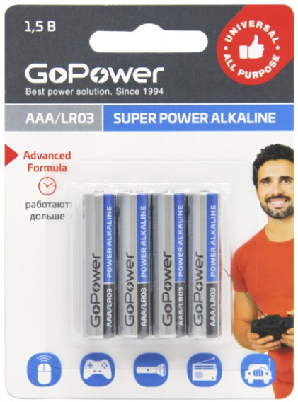 Батарейка GoPower LR03 AAA BL4 Alkaline