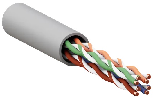 Кабель витая пара EKF TRC-5EUTP-04PVC-GY-IN3