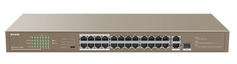 Коммутатор неуправляемый Tenda TEF1126P-24-250W