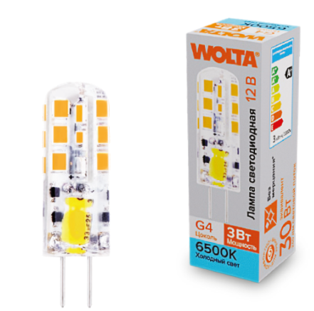 Лампа светодиодная WOLTA WSTD-JC-12V3W6KG4-S