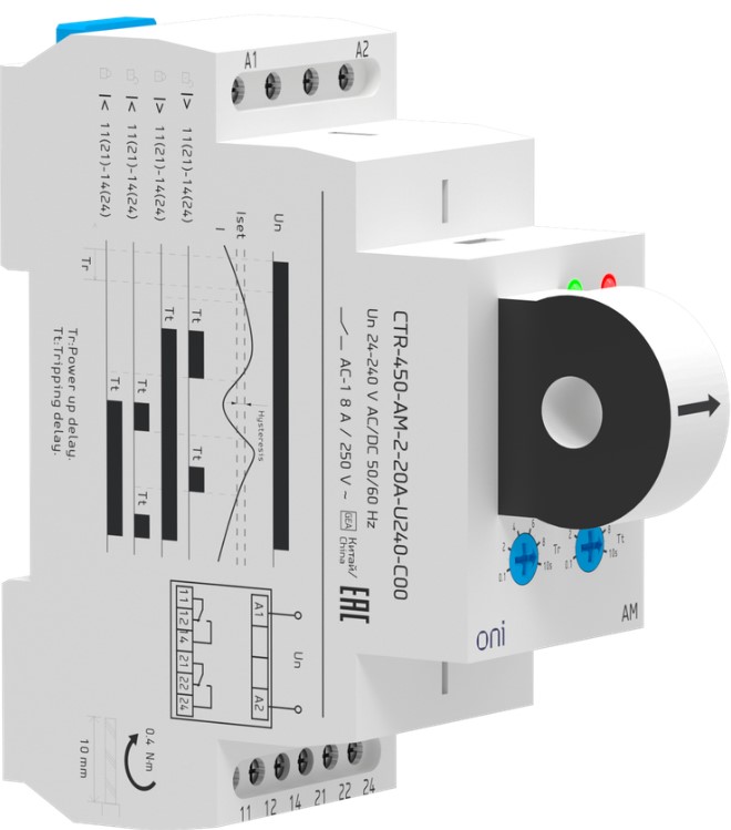 Реле контроля тока ONI CTR-450-AM-2-20A-U240-C00
