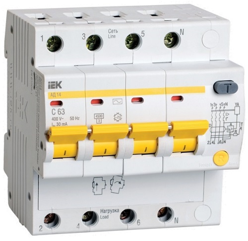 Автоматический выключатель дифф. тока (АВДТ) IEK MAD10-4-050-C-300