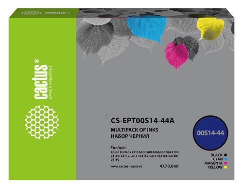 Тонер-картридж Cactus CS-EPT00S14-44A Желтый, Черный, Пурпурный, Голубой