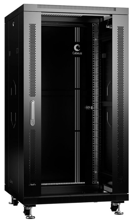 Шкаф напольный 19", 22U Cabeus SH-05C-22U60/60-BK