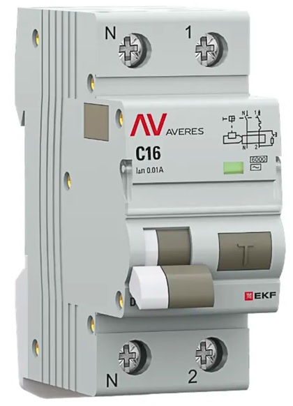 Автомат дифференциальный EKF rcbo6-1pn-16C-10-ac-av