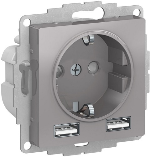 Розетка с заземлением с 2 USB Systeme Electric ATN000330