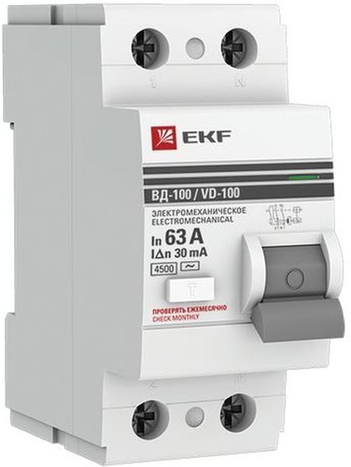 Выключатель дифференциального тока (ВДТ, УЗО) EKF elcb-2-63-30-em-pro