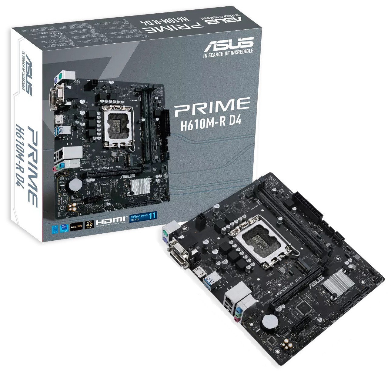 Материнская плата ASUS PRIME H610M-R D4-SI, LGA1700, Intel H610, mATX