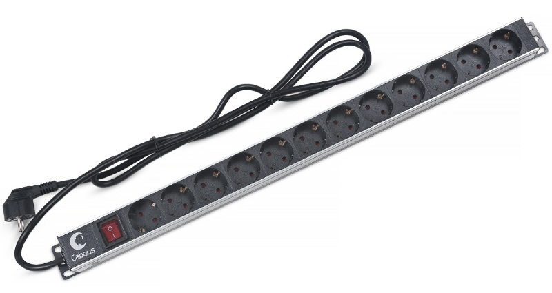 Блок розеток 19", 12 розеток Cabeus PDU-12P-2EU