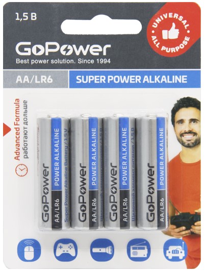 Батарейка GoPower LR6 AA BL4 Alkaline