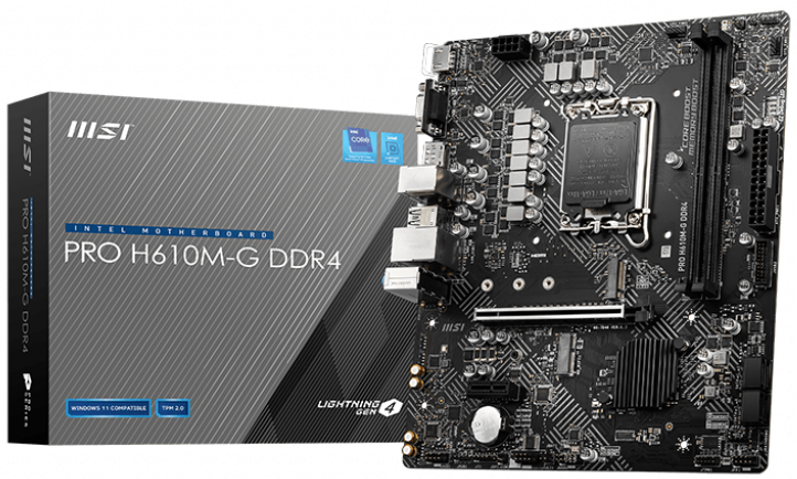 Материнская плата MSI PRO H610M-G DDR4, LGA1700, Intel H610, mATX