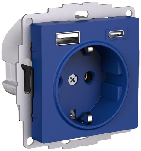 Розетка с заземлением с 2 USB Systeme Electric ATN001132