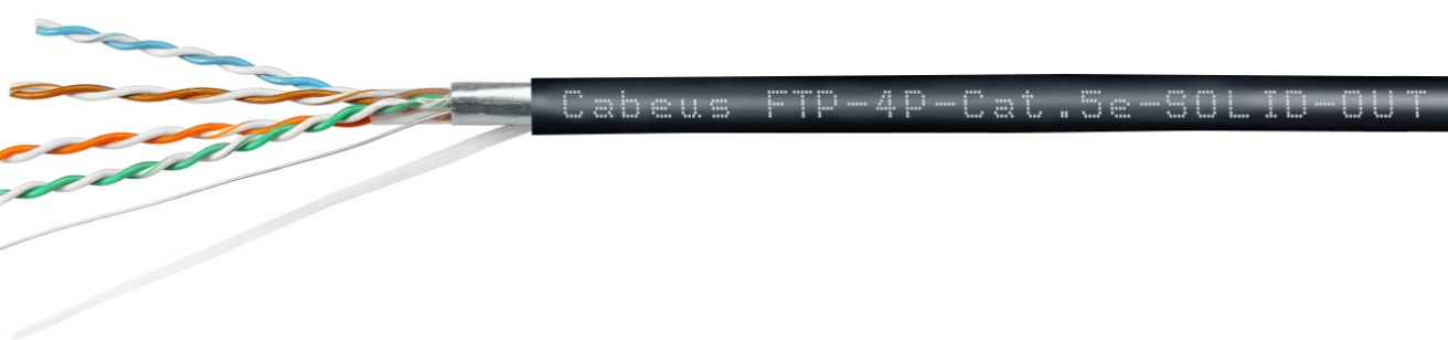 Кабель витая пара F/UTP 5e кат. 4 пары Cabeus FTP-4P-Cat.5e-SOLID-OUT-LSZH-UV-25