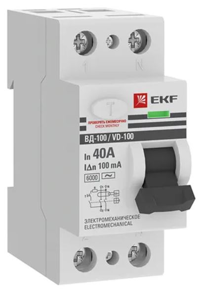 УЗО EKF elcb-2-6-40-100-em-pro