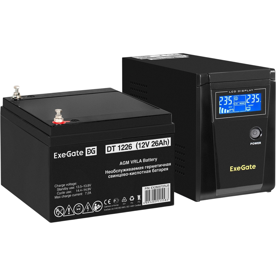 ИБП ExeGate SineTower SZ-600.LCD.AVR.1SH + DT 1226 (26Ач)