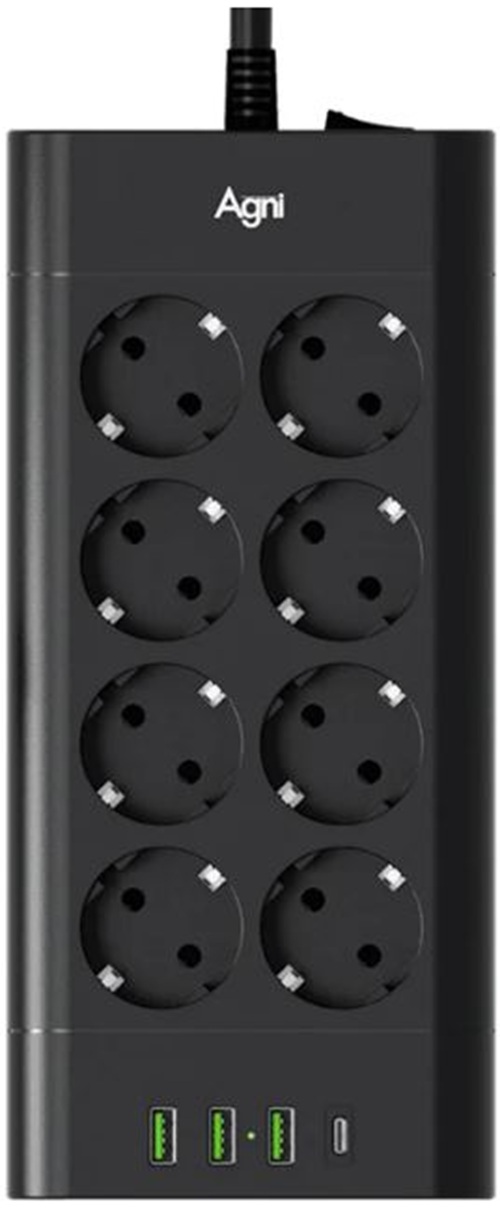 Сетевой фильтр AGNI TP-FA4U8E-C-5m-black