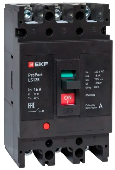 Автоматический выключатель в литом корпусе EKF mccb-125-18-3-16-ls