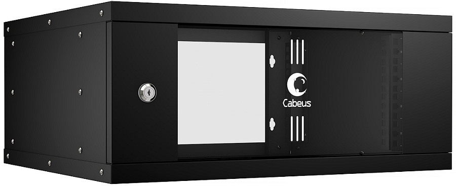 Шкаф настенный 19", 4U Cabeus WSC-05D-4U55/45-BK