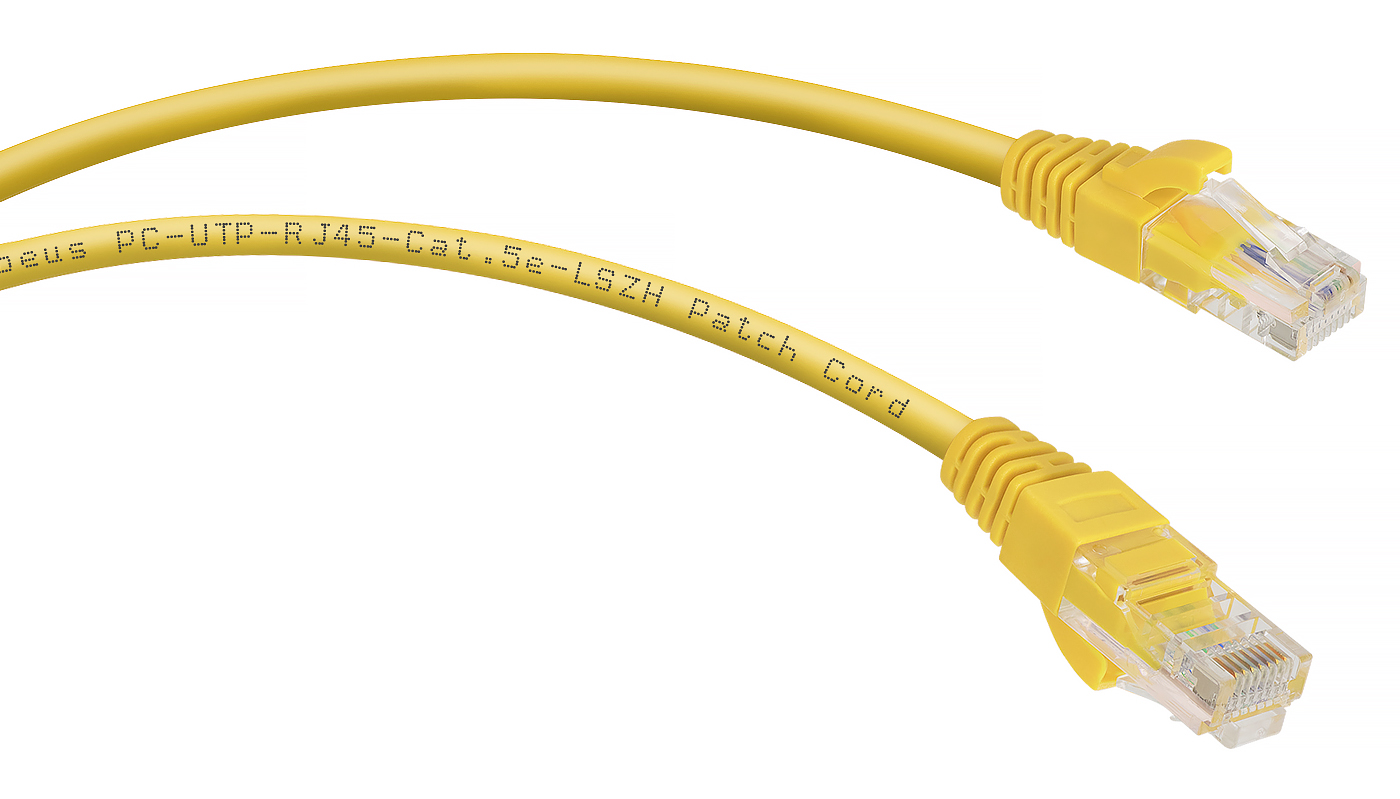 Кабель патч-корд U/UTP 5e кат. 2м Cabeus PC-UTP-RJ45-Cat.5e-2m-YL-LSZH