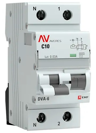 Автомат дифференциальный EKF rcbo6-1pn-10C-10-a-av