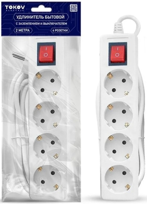 Удлинитель TOKOV ELECTRIC TKE-C01-BU4-2-1-ZV