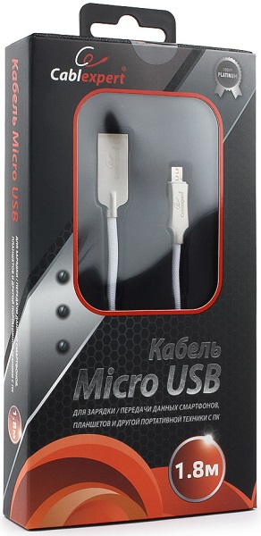 Кабель интерфейсный USB 2.0 Cablexpert CC-P-mUSB02W-1.8M