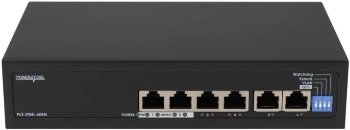 Коммутатор неуправляемый POWERTONE PUS-2T04L-60RM