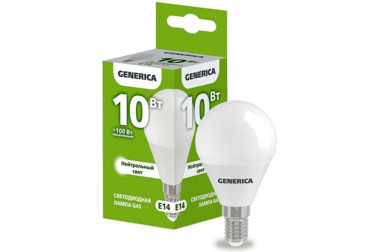 Лампа светодиодная GENERICA LL-G45-10-230-40-E14-G