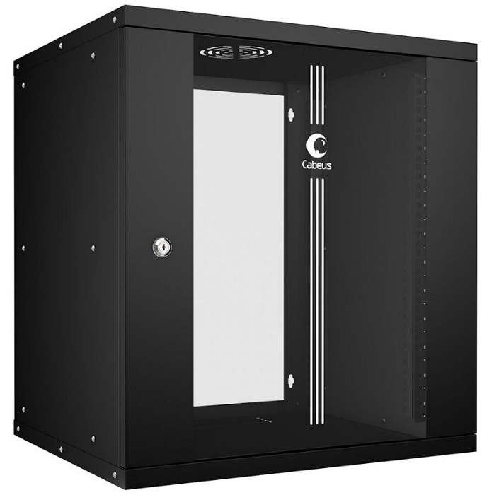 Шкаф настенный 19", 12U Cabeus WSC-05D-12U55/45-BK
