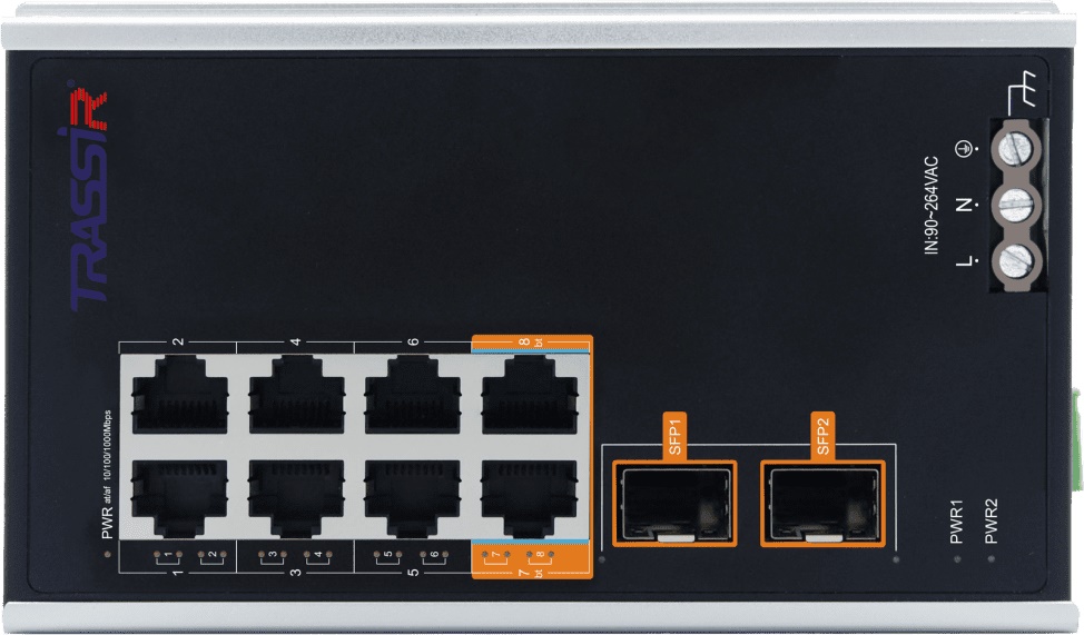 Коммутатор неуправляемый TRASSIR TR-NS15102S-130-8POE