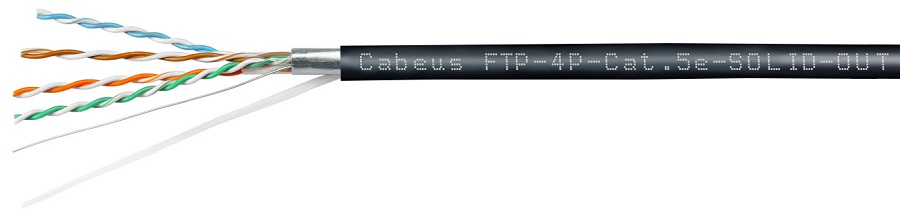 Кабель витая пара F/UTP 5e кат. 4 пары Cabeus FTP-4P-CAT.5E-SOLID-OUT-PE-UV
