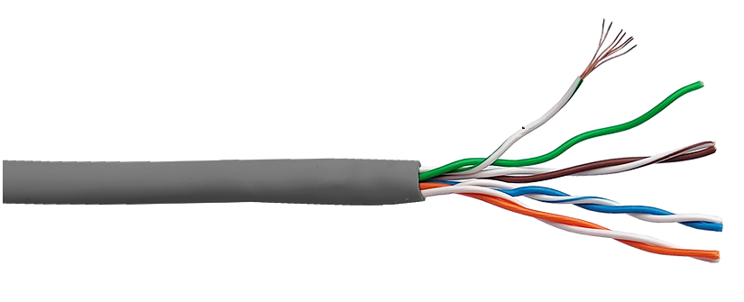 Кабель витая пара U/UTP 5e кат. 4 пары Lanmaster LAN-5EUTP-PT-LSZH-GY