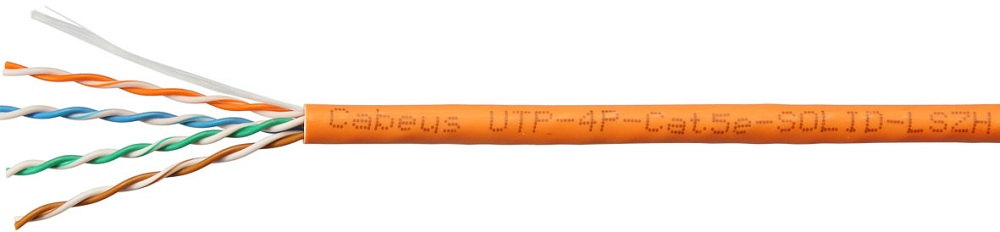Кабель витая пара U/UTP 5e кат. 4 пары Cabeus UTP-4P-Cat.5e-SOLID-LSZH-100