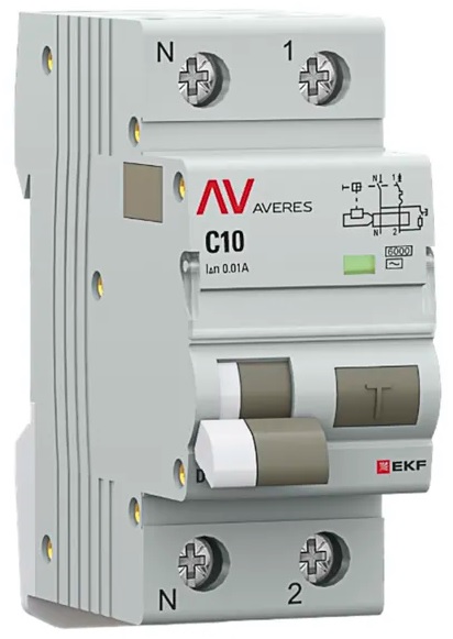 Автомат дифференциальный EKF rcbo6-1pn-10C-10-ac-av