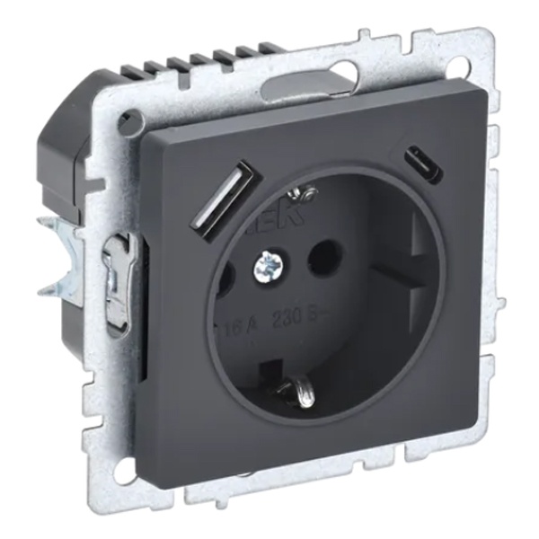 Розетка с заземлением IEK BR-R14-16-U22-018-K53