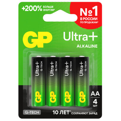 Батарейка GP 15A Ultra Plus G-tech Alkaline (AA, 4 шт.) (15AUPA21-2CRSBNN4)