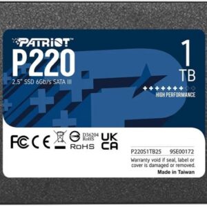 SSD накопитель 1000 ГБ Patriot Memory P220S1TB25, SATA III, [P220S1TB25]