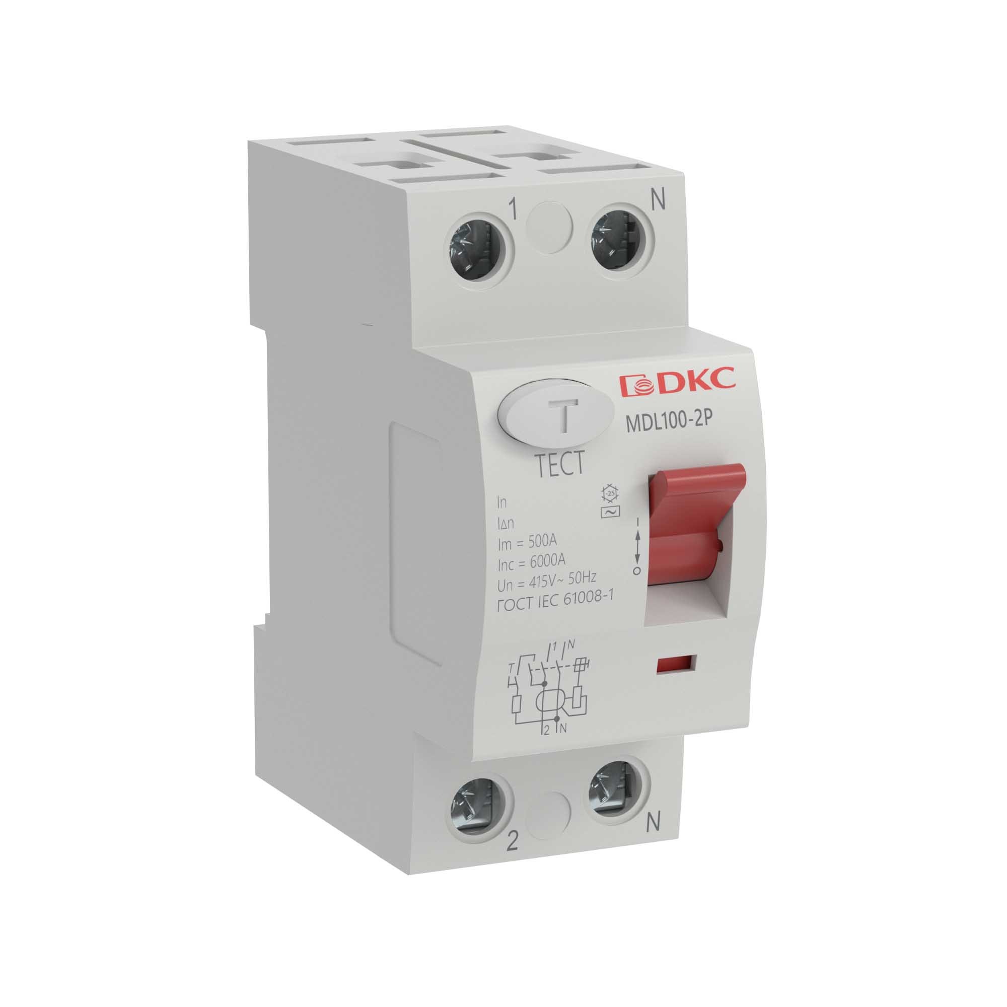 Выключатель дифференциального тока (ВДТ, УЗО) DKC MDL100-2P3-63-AC