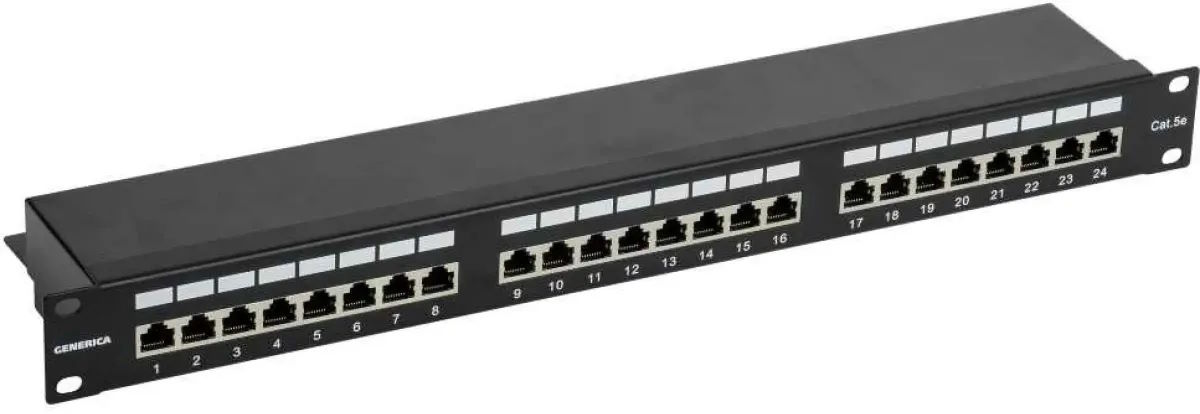 Патч-панель 19", 24xRJ45, FTP, Кат. 5е GENERICA PP24-1UC5EF-K05-G