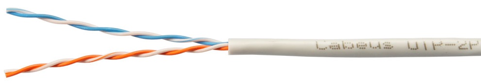 Кабель витая пара U/UTP 5e кат. 2 пары Cabeus UTP-2P-Cat.5e-SOLID-GY-500