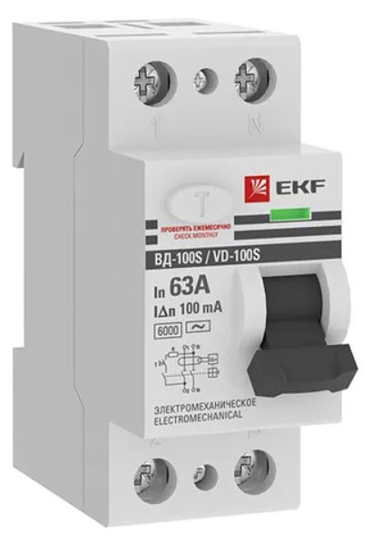 УЗО EKF elcb-2-6-63-100S-em-pro