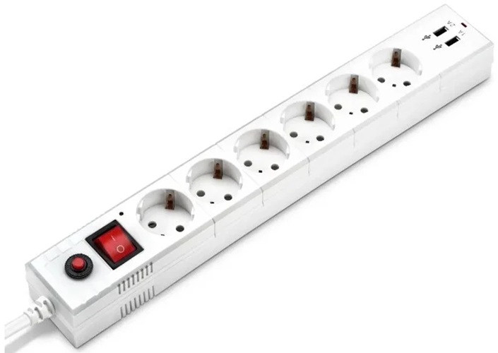 Сетевой фильтр Buro BU-SP1.8_USB_2A-W