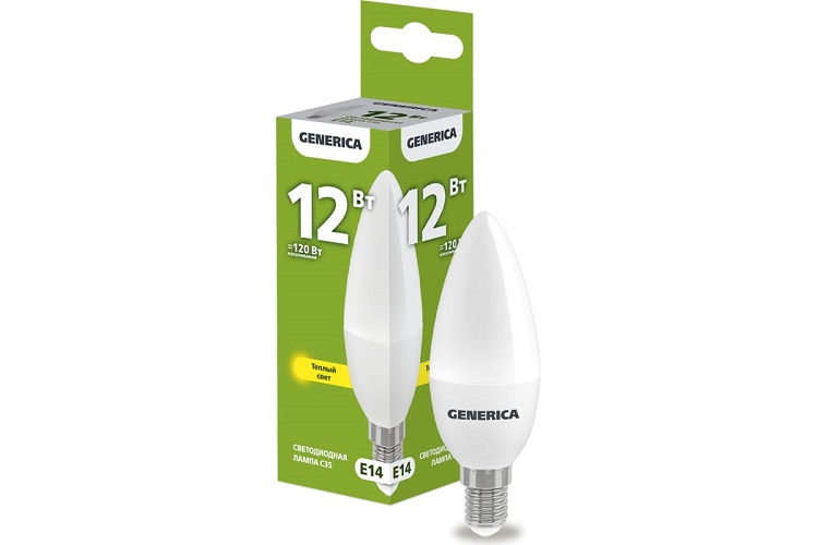 Лампа светодиодная GENERICA LL-C35-12-230-30-E14-G